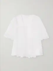 [Rosamosario] Rosamosario - Mystery Of Roulettes Lace-trimmed Layered Tulle Robe - White - medium medium White