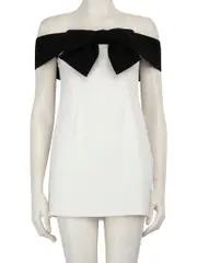 White Bow Detail Mini Dress