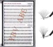 240PCS Cluster Eyelash Extensions Individuals Mixed,10D-0.1 C Curl- 6/8/9/10/11/12mm, 20D-0.07 C Curl-6/8/9/10/11/12mm, Professional Makeup 6mm Under Lash Extensions Premade Volume Fans Mixed