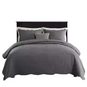 Chic Bedspread Coverlet Set Comforter Quilt Queen King Super Bed Charcoal - 3pcs