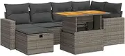 vidaXL 8-Piece Grey Poly Rattan Garden Sofa Set with Cushions and Storage, Modular Patio Lounge for Outdoor Terrace