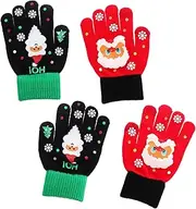 [SAFIGLE] Warm Knitted Gloves for Boys and Girls Winter Touch Screen Gloves Full Finger Design and Christmas Santa Theme