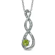 4.5mm Peridot and Natural Diamond Accent Twist Pendant in Sterling Silver