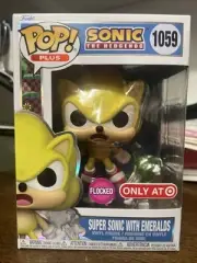 Funko POP! Plus: Super Sonic with Emeralds Flocked Target Exc #1059 W/ Protector