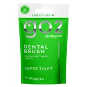 EARTH LOVIN' GO2 Dentagenie Dental Brushes cleans between teeth. Super Tight (Green) for Very Fine Gaps.