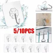 5/10Pcs Door Hook Adhesive Wall Hooks Transparent Anti-skid Traceless Heavy Duty