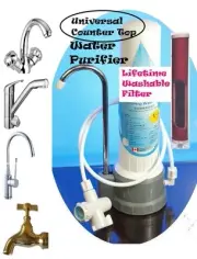 Counter Top Water Filter Purifier - Cleanable Filter - fit most taps DIY Connect