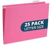 Blue Summit Supplies Hanging File Folders, 25 Reinforced Hang Folders, Designed for Home and Office Color Coded File Organization, Letter Size, Pink, 25 Pack
