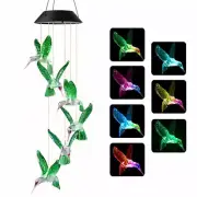 Hummingbird Wind Chime Color-Changing Solar powered LED Lights Yard Garden Decor