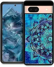 [Goodsprout] Compatible with Google Pixel 8A Case,Mandala Flower Blue Bohemian Amazing Pattern Design Shockproof Anti-Scratch Hard PC Back Case for Google Pixel 8A