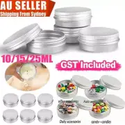 10/15/25ml Aluminum Empty Cosmetic Pot Lip Balm Wax Jar Tin Silver Container AL
