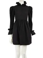 Black Collar Ruffle Accent Mini Dress