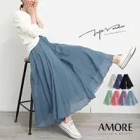 在飛比找Yahoo奇摩購物中心優惠-【Amore】日韓輕柔亞麻舒適氣質輕飄褲裙