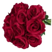 12 Pack Red Roses Burgundy Artificial Flowers with Stems Silk Rose Wine