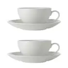 2x Maxwell & Williams White Basics Porcelain 250ml Coupe Coffee/Tea Cup & Saucer