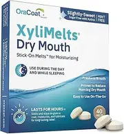 OraCoat XyliMelts Dry Mouth Relief Moisturizing Oral Adhering Discs Slightly Sweet with Xylitol, For Dry Mouth, Stimulates Saliva, Non-Acidic, Day and Night Use, Time Release for up to 8 Hours 1 Packs (40)