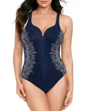 MIRACLESUIT SILVER SHORES TEMPTRESS ONE PIECE SWIMSUIT IN BLUE SIZE 10 NEW