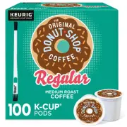 Donut Shop Classics Regular Coffee K-Cups Bundle with Brush, 100 Count