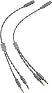 LABRIMP 2 Pcs Durable Audio Splitters for Headsets Multipurpose Adopters for Music and Voice Chat Compatible with Mobile Phones and Laptops Grey
