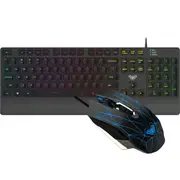 Aula T201 Wired Keyboard and Mouse Combo, Rainbow Backlight and Palm Rest, 7 keys Up to 4800DPI