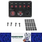 12-24V Red 5 Switch Panel Volt USB Port 12V Outlet Combination Marine LED Rocker