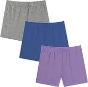 [Jeayita] Girls' Cycling Shorts Breathable Shorts Under Skirt Underpants 3 Pairs, Navy/Grey/Purple, 9-10 Years