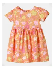 [Sprout] Flower Knit Dress in Orange