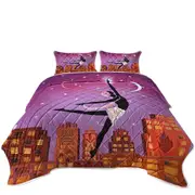 Art Deco Arabesque Night City Dancing Painting Coverlet