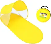 harayaa Beach Shelter Easy Setup Beach Tent Lightweight Face Head Shade Canopy for Camping Backyard Family Picnic Summer, Yellow