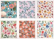 [Three Oaks] Set of 6 Kitchen Scandi Flower Floral Meadow Daisy Peony Swedish Dishcloths Cleaning Cloths Towels Absorbent Quick Drying Dish for Counter Wipes