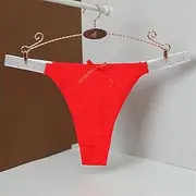 [FARZAH] Women Panties Female Underwear 3PCS/Set Silver Thin Belt Bowknot Panties Soft Low-Waisted Bow Women's Briefs Underpants Underwear Cotton Thong Lingerie(Red 1pc,M)