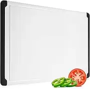 Large Cutting Boards for Kitchen – Plastic Cutting Board with Juice Grooves – Non Slip, Dishwasher Safe Thick Chopping Board, with Easy Grip Handles