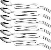 RETON 12 Pcs Dessert Forks and Spoons Silverware Set, Stainless Steel Mini Forks and Spoons, Small Appetizer Cocktail Fruit Forks, Mini Coffee Spoons Teaspoon for Kitchen Party (6 Forks+6 Spoons)