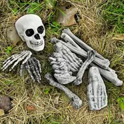 12PCS Halloween Skeleton Bones Skull Body Part Prop Graveyard Outdoor Decoration