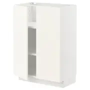 METOD base cabinet with shelves/2 doors, white/Vallstena white, 60x37x80 cm