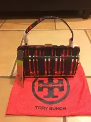 Tory Burch Plaid Leather Frame Bag Painted Plaid NWT RARE