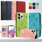 Leather Rose Flower Phone Case for Samsung A55 A51 A73 M53 A54 A53 A52 A70 A50