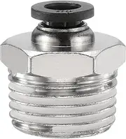 uxcell Push to Connect Fittings 1/4" Tube OD x 1/2" NPT Thread Male Straight Union Fittings Copper Quick Connect Pneumatic Fittings for Semi Truck Trailers Air Brake System, Black
