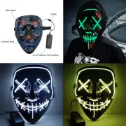 Halloween LED Glow Mask 3 Modes EL Wire Light Up The Purge Movie Party Costumes