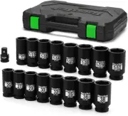 3/4 Drive Deep 6-Point Impact Socket Set 17-Piece Jumbo Assortment Cr-Mo ...