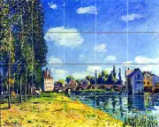 Art Alfred Sisley Bridge of Moret Mural Ceramic Backsplash Bath Tile #1497