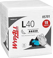 Wypall L40 DRC Recycled Wipers (05701), Disposable Cleaning and Drying Towels, White, 18 Packs/Case, 56 Sheets/Pack
