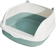 High Sided Cat Pet Litter Tray Sandbox Deep Loo with Sifting Litter Pedal Pan Cat Potty Toilet Cat Bedpan for Kitty Rabbit Travel, Blue S