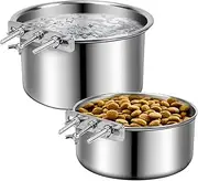 Stainless Steel Dog Bowls, PRENDIEEN 40oz & 60oz No Spill Dog Crate Water and Food Bowls with Hanging Hook for Kennel, Cage and More, 18x9.4cm & 16x6.6cm Feeder Dish for Large and Medium Dogs