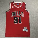 NBA球衣芝加哥公牛隊91號羅德曼羅德曼球衣運動球衣新款復古紅