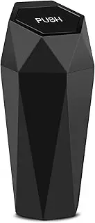 Car Trash Can with Lid, Small Automatic Rebound Portable Trash Bin, Diamond Look Dustbin Organizer for Car Office Home