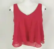 River Island Top Hot Pink Size 18 Crop Tank Layers Oversize Chiffon New