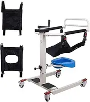 Steel Transport Wheelchair - Portable Lift Wheelchair for Home, Full Body Transfer Lifter with Padded Seat Bedside Commode for Handicap Elderly Seniors(D)