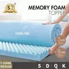 Gel Memory Foam Mattress Topper 7 Zone COOL&BREATHABLE Queen King Double 5/8cm