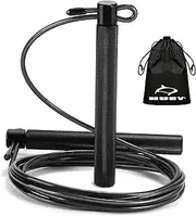 HUEY Sport Leather Jump Rope Skipping Rope for Speed Quiet Training Boxing MMA Cardio Crossfit Fitness Workout Indoor and Outside Exercise for Adult Kids Men and Women